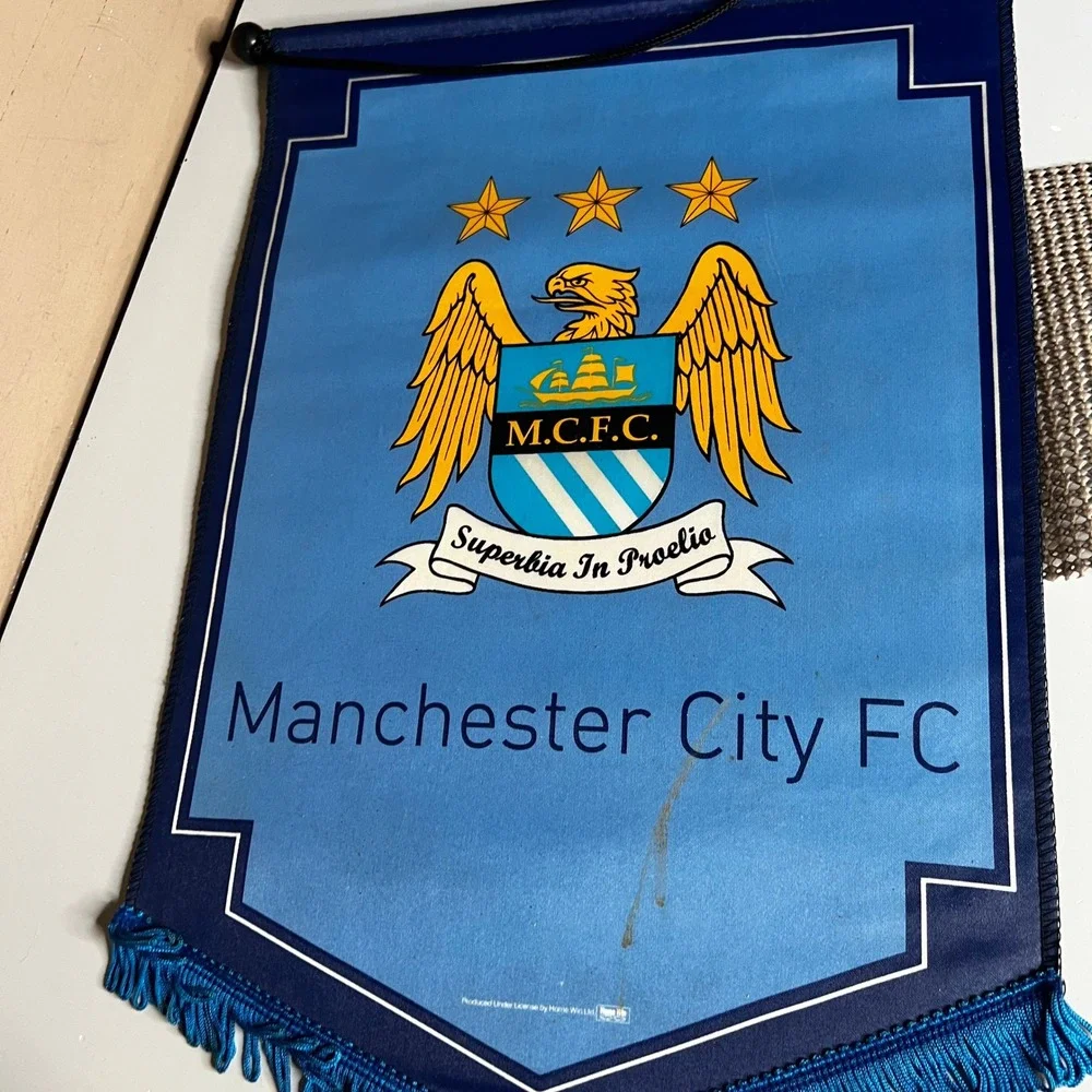 Vintage Premier League Pennant Lot Manchester United Liverpool Man City 5pc Set
